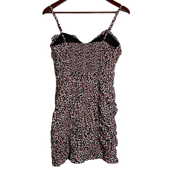 Lush Red Black White Liberty Floral Mini Ruched Dress Smocked Back Small - Picture 2 of 16